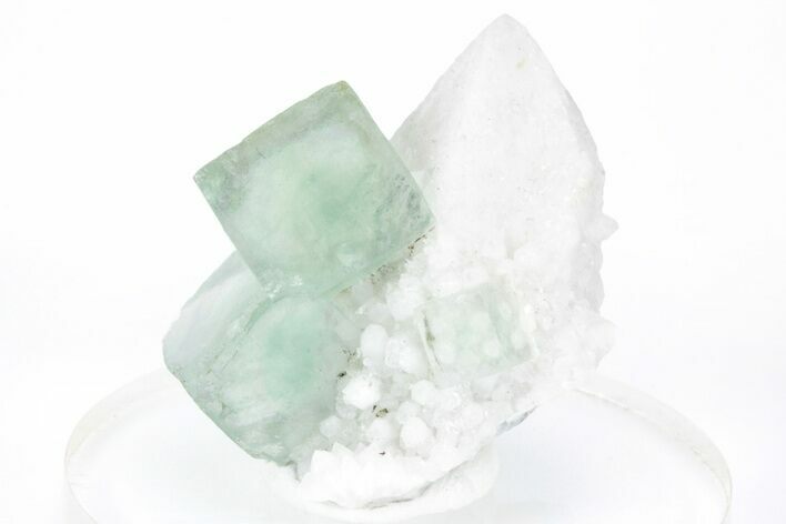 Green, Cubic Fluorite Crystals on Quartz - Inner Mongolia #216776